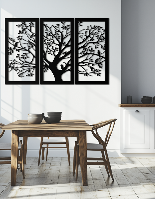 Load image into Gallery viewer, Tree of Life Metal Wall Art - 3-Piece Nature-Inspired Steel Decor - KAF093
