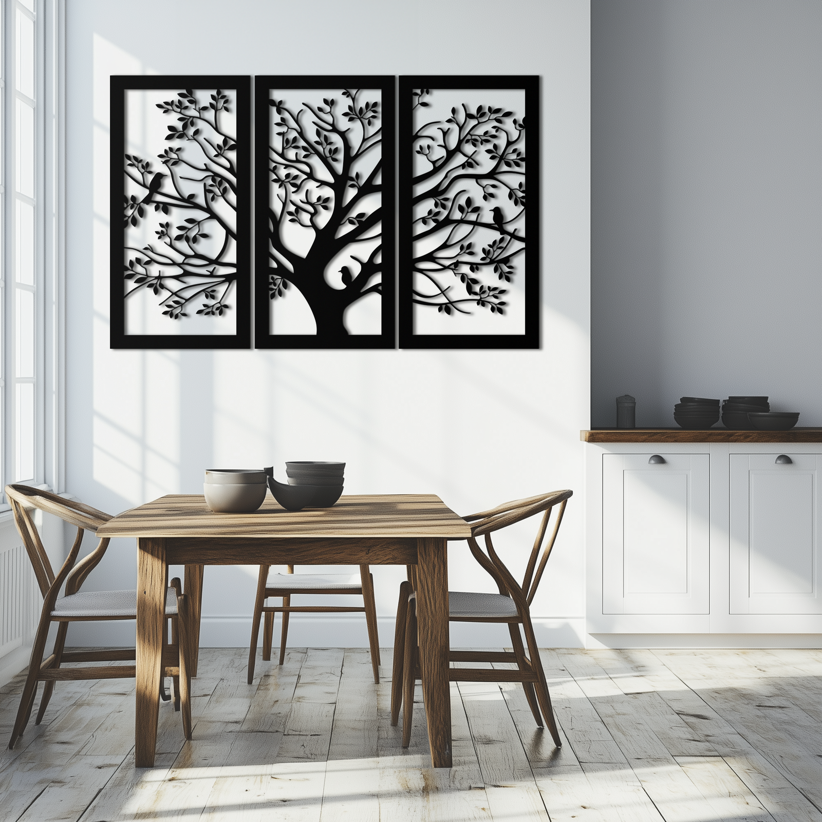 Tree of Life Metal Wall Art - 3-Piece Nature-Inspired Steel Decor - KAF093