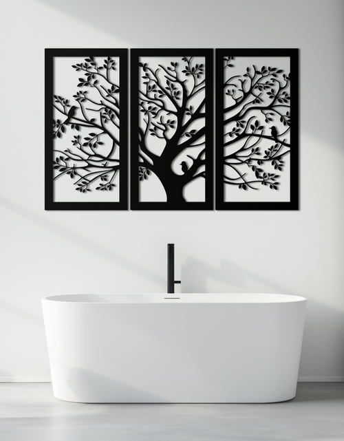 Load image into Gallery viewer, Tree of Life Metal Wall Art - 3-Piece Nature-Inspired Steel Decor - KAF093
