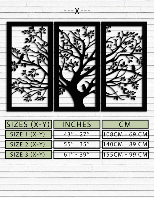 Load image into Gallery viewer, Tree of Life Metal Wall Art - 3-Piece Nature-Inspired Steel Decor - KAF093
