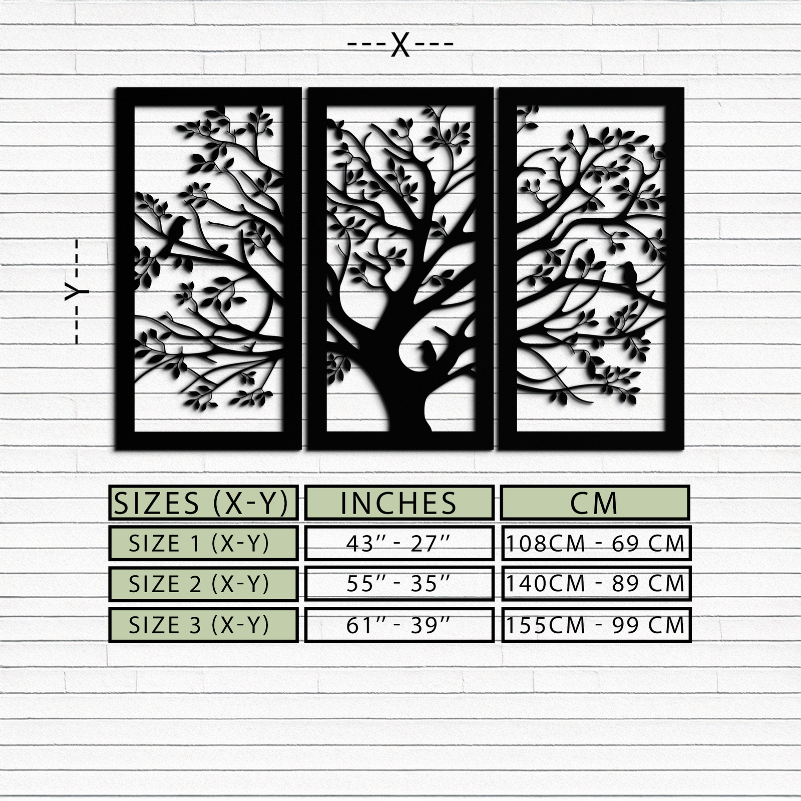 Tree of Life Metal Wall Art - 3-Piece Nature-Inspired Steel Decor - KAF093