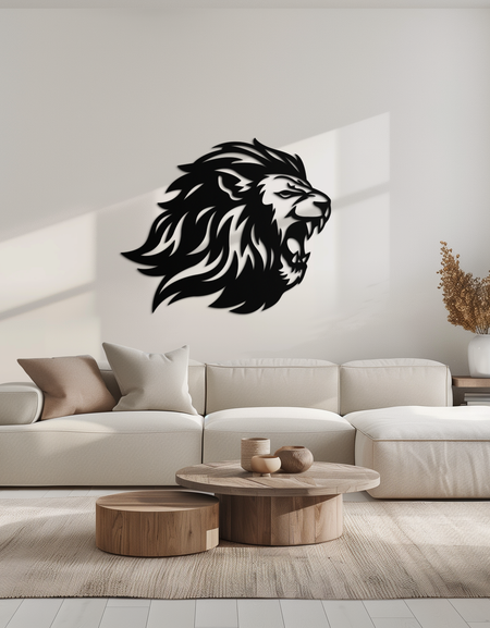 Kükreyen Aslan Metal Duvar Sanatı - Vahşi Orman Kralı Çelik Dekor - KAF095
