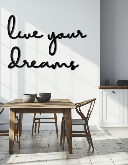 Hayallerini Yaşa Metal Duvar Sanatı - İlham Verici Yazı Duvar Dekoru - KAF096