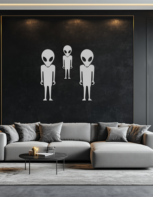 Load image into Gallery viewer, Alien Trio Metal Wall Art - Futuristic Sci-Fi Themed Wall Decor - KAF097
