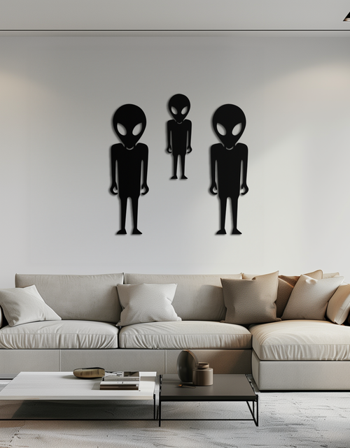 Load image into Gallery viewer, Alien Trio Metal Wall Art - Futuristic Sci-Fi Themed Wall Decor - KAF097
