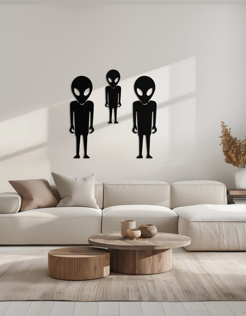 Load image into Gallery viewer, Alien Trio Metal Wall Art - Futuristic Sci-Fi Themed Wall Decor - KAF097

