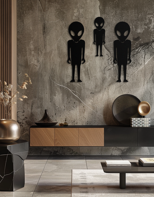 Load image into Gallery viewer, Alien Trio Metal Wall Art - Futuristic Sci-Fi Themed Wall Decor - KAF097
