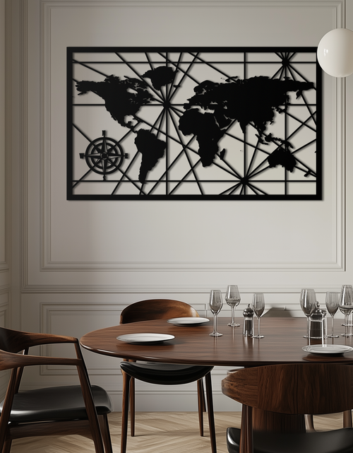 Resmi Galeri görüntüleyicisine yükleyin, Geometrik Dünya Haritası Metal Duvar Sanatı - Modern Minimalist Çelik Duvar Dekoru - KAF098
