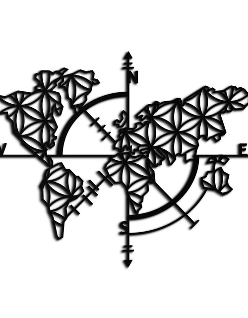 Load image into Gallery viewer, Geometric World Map Metal Wall Art - Modern Compass Wall Decor - KAF099
