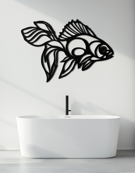 Soyut Balık Metal Duvar Sanatı - Modern Çelik Duvar Dekoru - KAF101