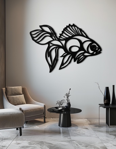 Soyut Balık Metal Duvar Sanatı - Modern Çelik Duvar Dekoru - KAF101