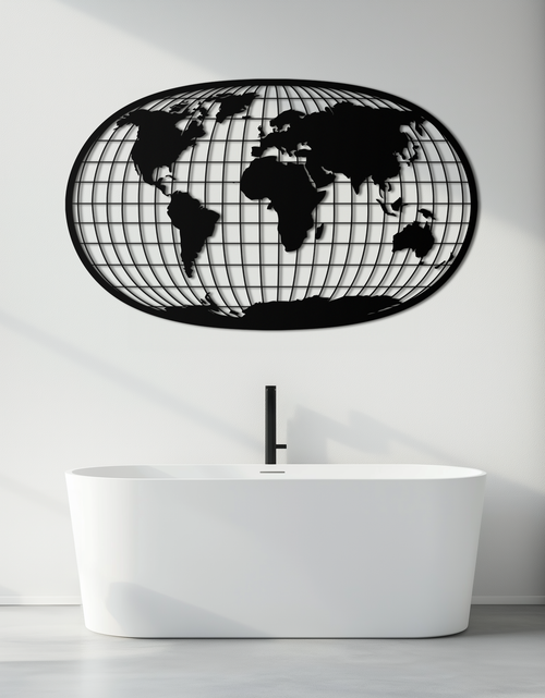 Load image into Gallery viewer, World Map Metal Wall Art - Globe Projection Steel Wall Decor - KAF103
