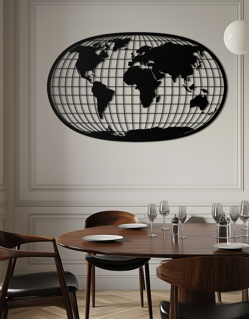 Load image into Gallery viewer, World Map Metal Wall Art - Globe Projection Steel Wall Decor - KAF103
