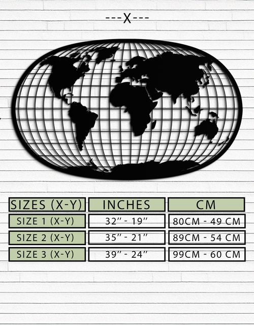 Load image into Gallery viewer, World Map Metal Wall Art - Globe Projection Steel Wall Decor - KAF103
