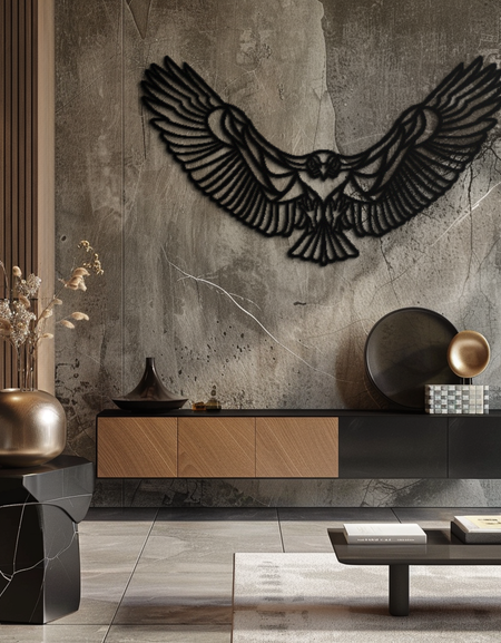 Yükselen Kartal Metal Duvar Sanatı - Majestic Steel Duvar Dekoru - KAF106