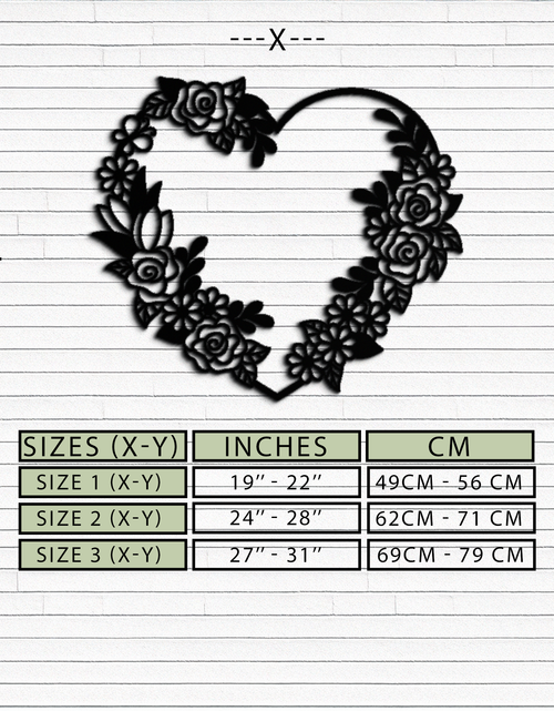 Load image into Gallery viewer, Floral Heart Metal Wall Art - Elegant Steel Rose Wreath - KAF107
