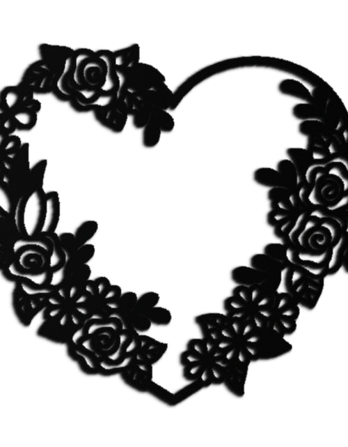 Load image into Gallery viewer, Floral Heart Metal Wall Art - Elegant Steel Rose Wreath - KAF107
