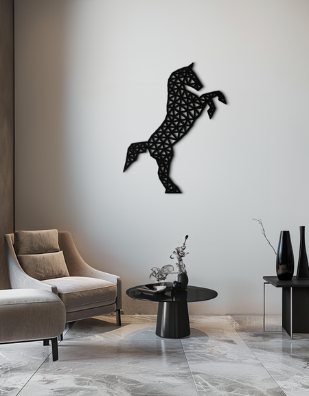 Geometric Horse Metal Wall Art - Modern Steel Horse Silhouette - KAF108