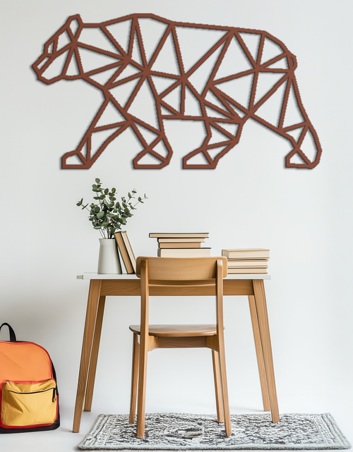 Load image into Gallery viewer, Geometric Bear Metal Wall Art - Modern Steel Animal Decor - KAF109
