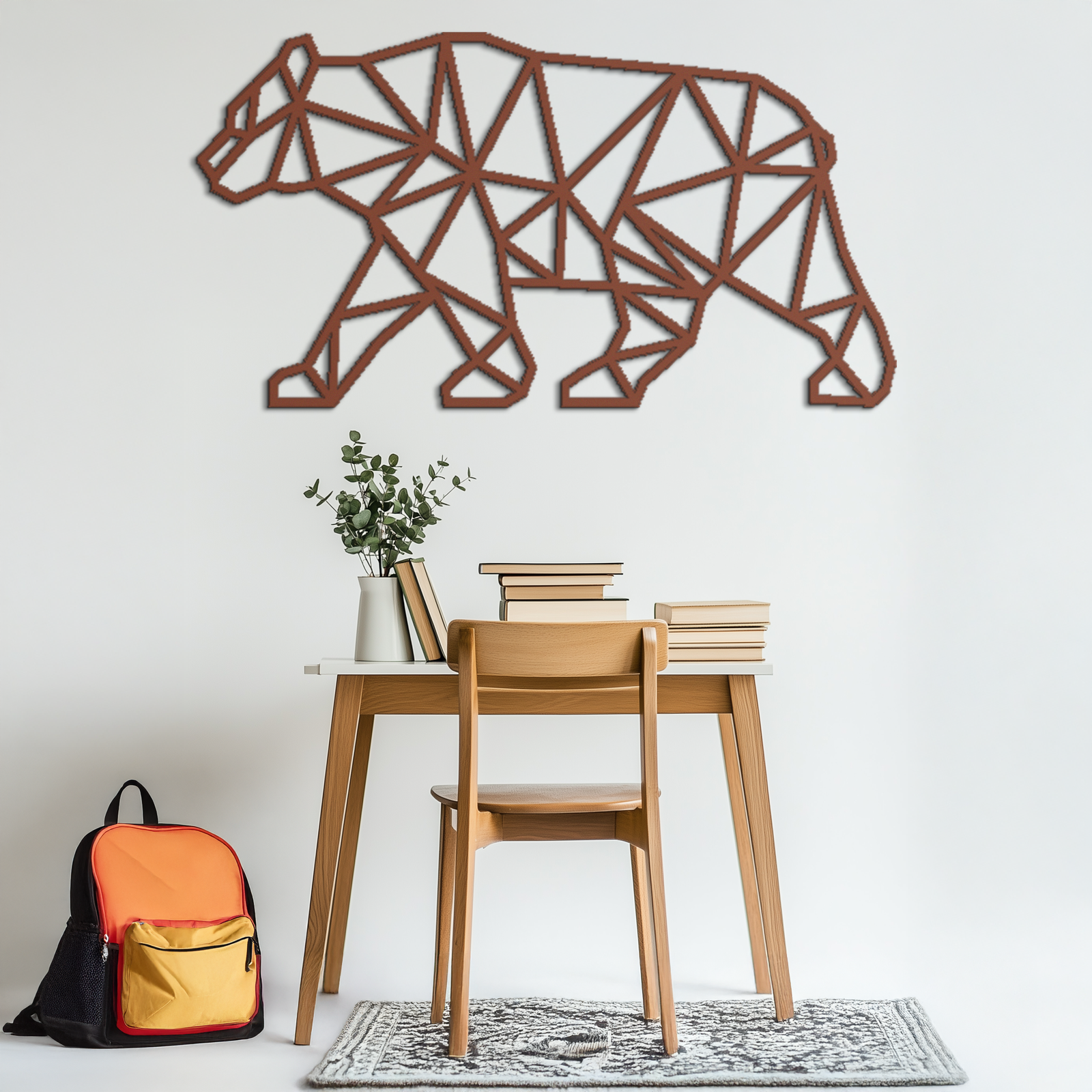 Geometric Bear Metal Wall Art - Modern Steel Animal Decor - KAF109