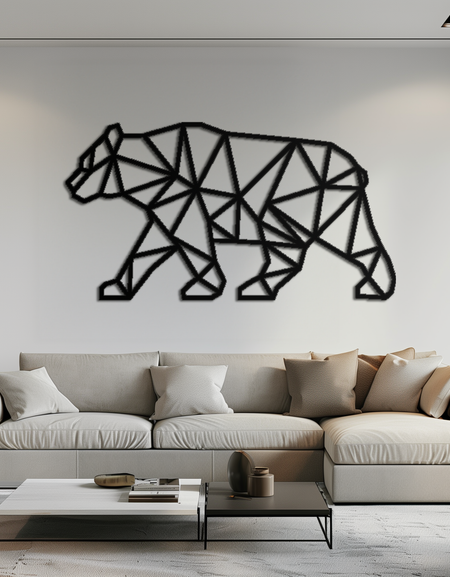 Geometric Bear Metal Wall Art - Modern Steel Animal Decor - KAF109