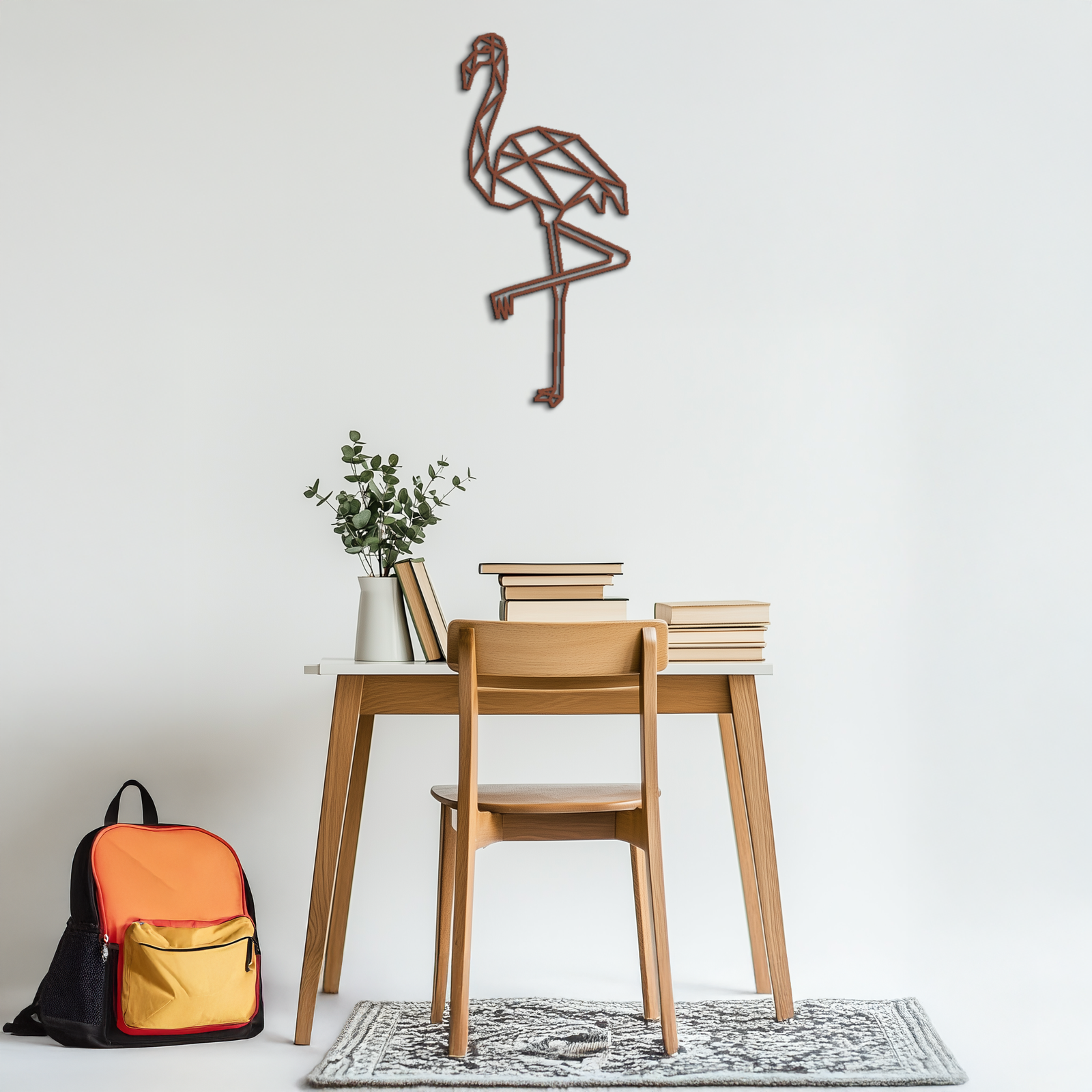Geometric Flamingo Metal Wall Art - Modern Minimalist Steel Decor - KAF110