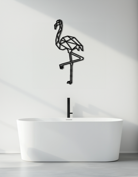 Geometric Flamingo Metal Wall Art - Modern Minimalist Steel Decor - KAF110