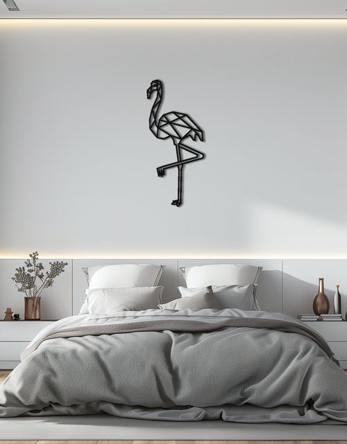 Resmi Galeri görüntüleyicisine yükleyin, Geometrik Flamingo Metal Duvar Sanatı - Modern Minimalist Çelik Dekor - KAF110
