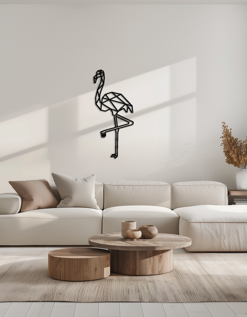 Resmi Galeri görüntüleyicisine yükleyin, Geometrik Flamingo Metal Duvar Sanatı - Modern Minimalist Çelik Dekor - KAF110
