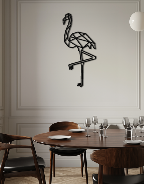 Resmi Galeri görüntüleyicisine yükleyin, Geometrik Flamingo Metal Duvar Sanatı - Modern Minimalist Çelik Dekor - KAF110
