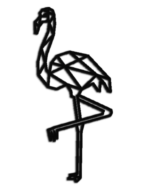 Resmi Galeri görüntüleyicisine yükleyin, Geometrik Flamingo Metal Duvar Sanatı - Modern Minimalist Çelik Dekor - KAF110
