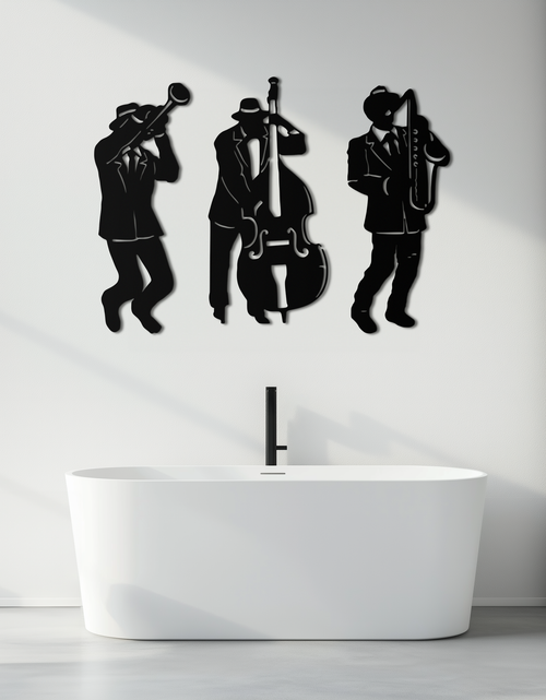 Load image into Gallery viewer, Jazz Musicians Metal Wall Art - 3-Piece Silhouette Music Decor - KAF111

