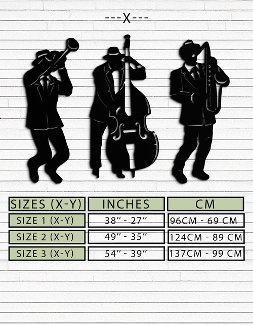 Load image into Gallery viewer, Jazz Musicians Metal Wall Art - 3-Piece Silhouette Music Decor - KAF111
