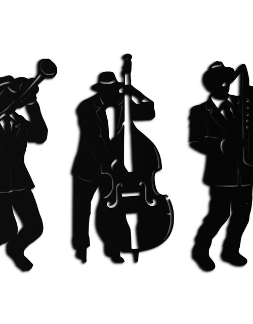 Load image into Gallery viewer, Jazz Musicians Metal Wall Art - 3-Piece Silhouette Music Decor - KAF111
