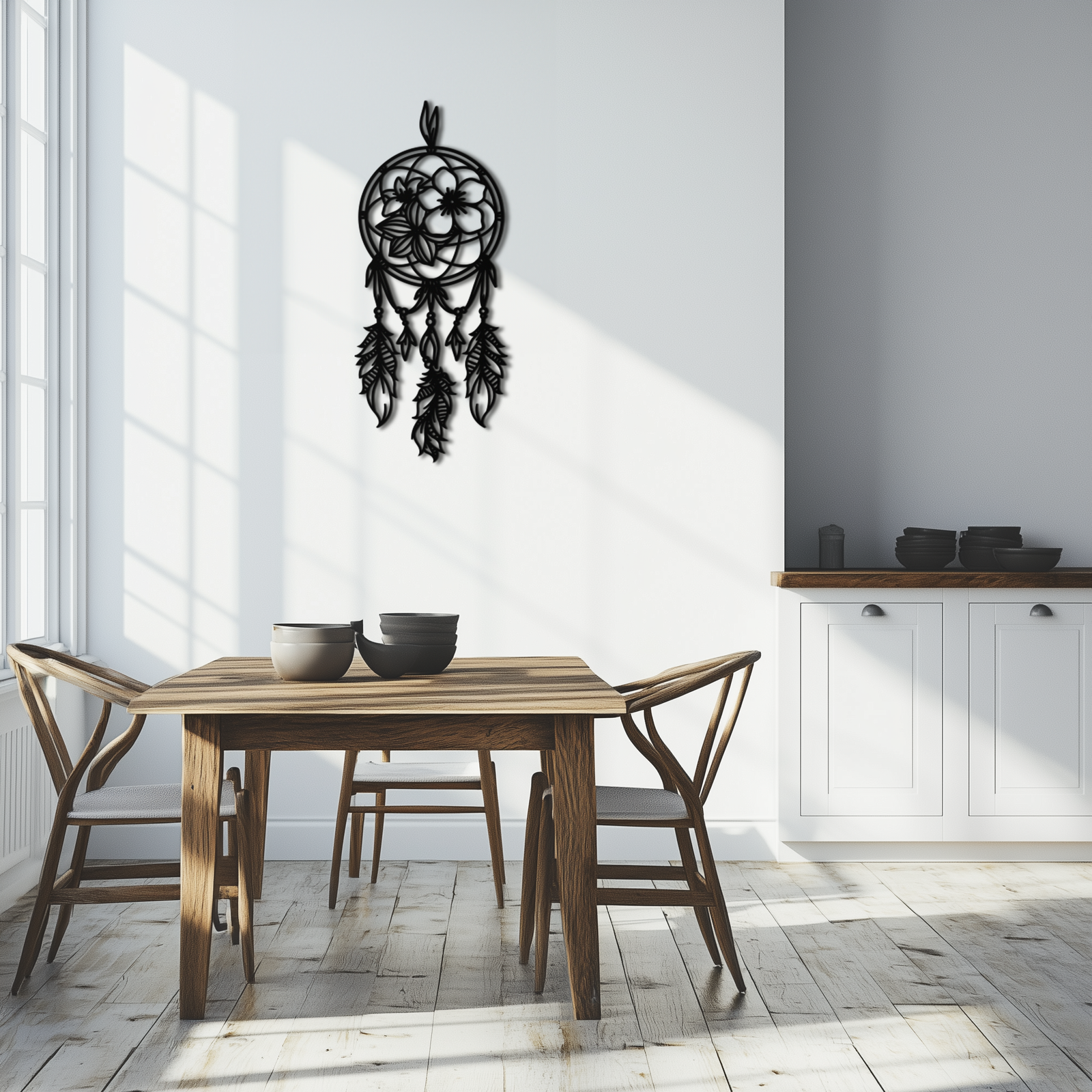 Dreamcatcher Metal Duvar Sanatı - Boho Esintili Çelik Duvar Dekoru - KAF113
