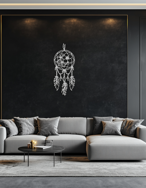 Resmi Galeri görüntüleyicisine yükleyin, Dreamcatcher Metal Duvar Sanatı - Boho Esintili Çelik Duvar Dekoru - KAF113
