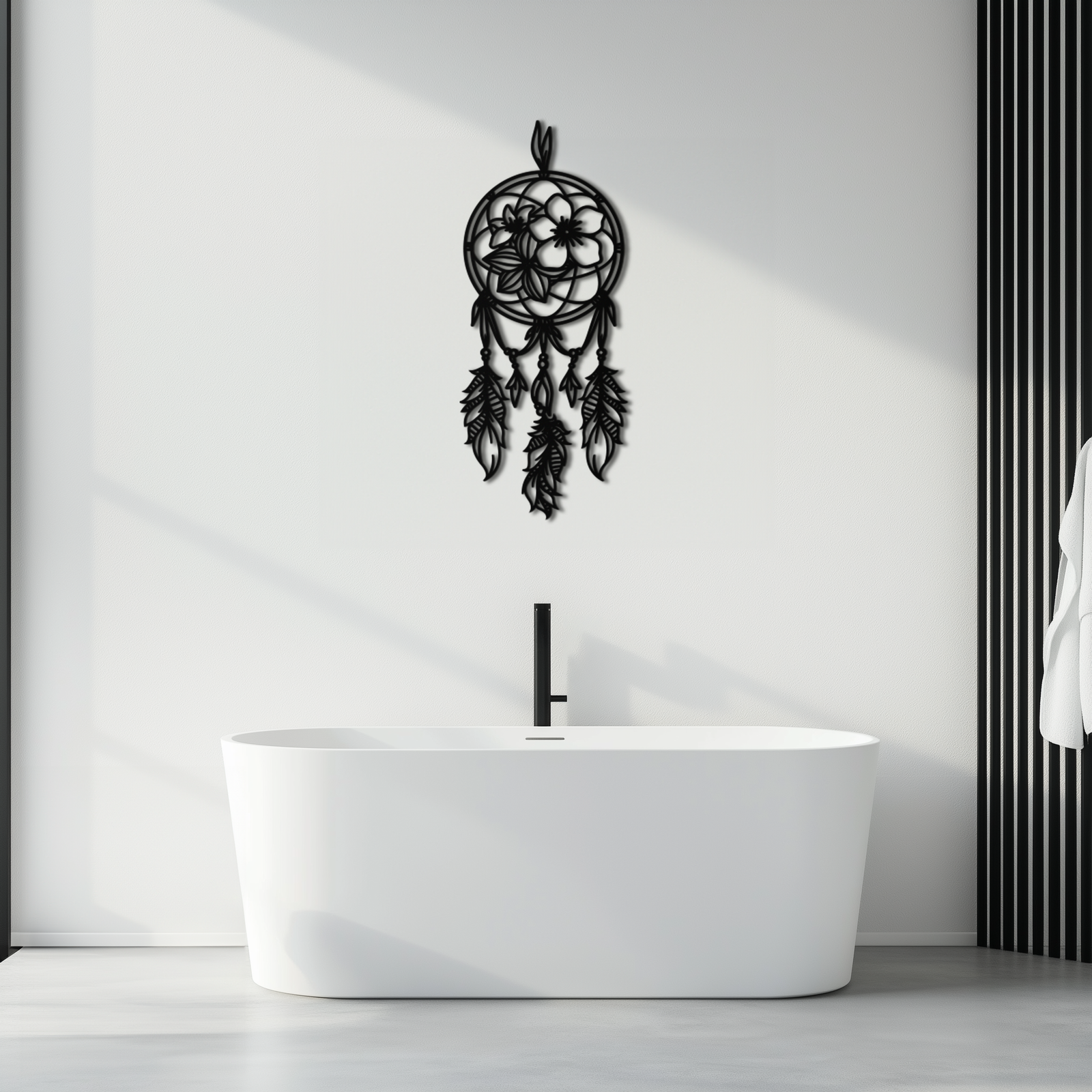 Dreamcatcher Metal Duvar Sanatı - Boho Esintili Çelik Duvar Dekoru - KAF113