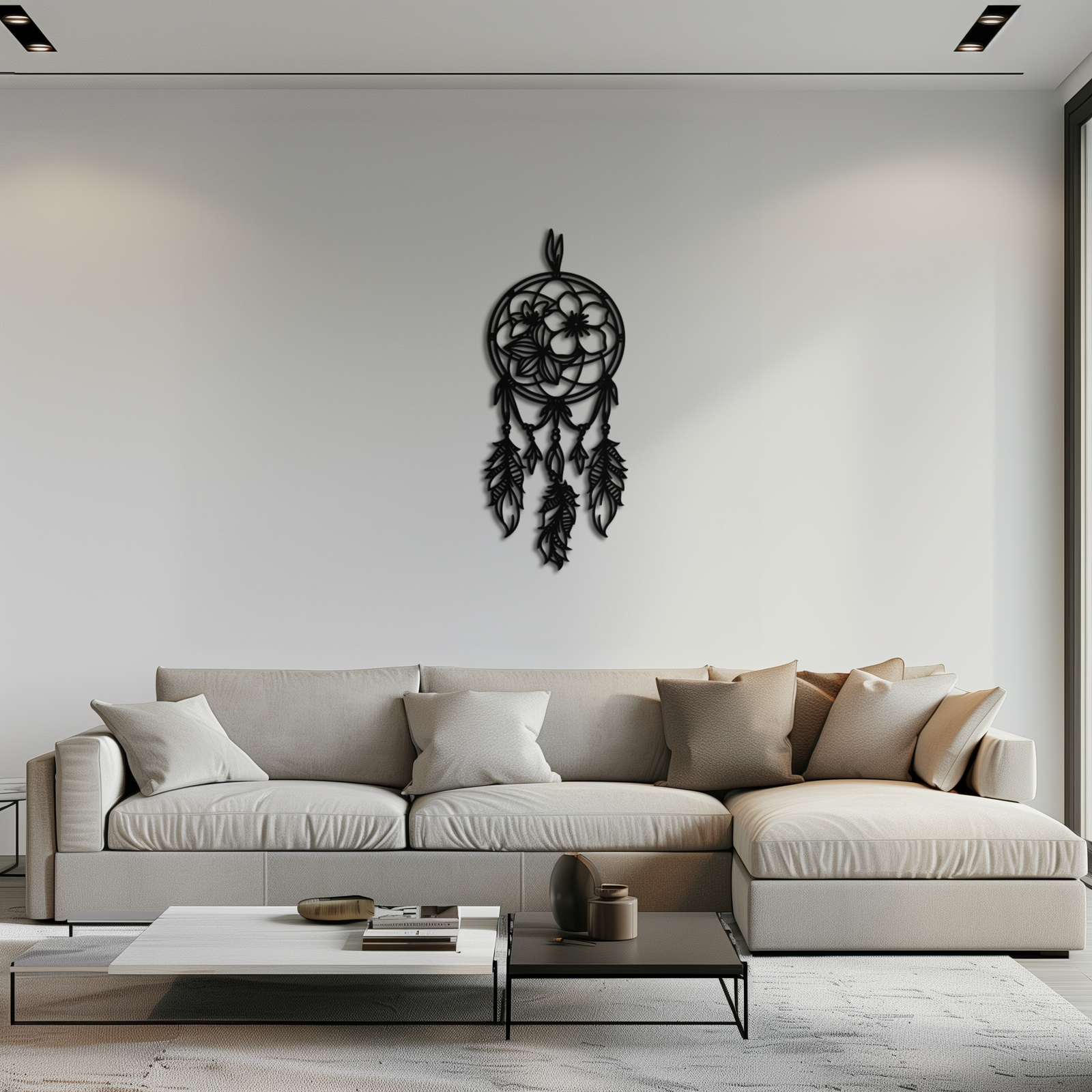 Dreamcatcher Metal Duvar Sanatı - Boho Esintili Çelik Duvar Dekoru - KAF113