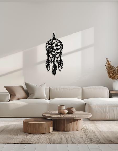Dreamcatcher Metal Wall Art - Boho-Inspired Steel Wall Decor - KAF113