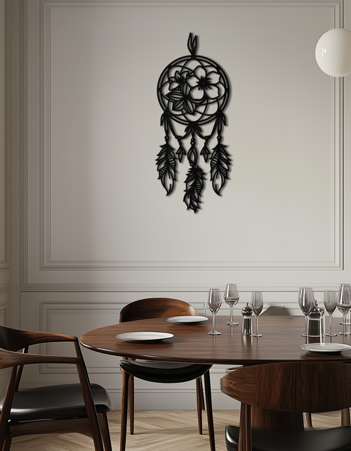 Resmi Galeri görüntüleyicisine yükleyin, Dreamcatcher Metal Duvar Sanatı - Boho Esintili Çelik Duvar Dekoru - KAF113
