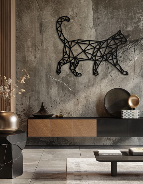 Load image into Gallery viewer, Geometric Cat Metal Wall Art - Modern Feline-Inspired Decor - KAF116
