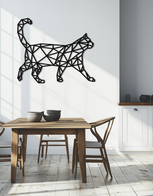 Load image into Gallery viewer, Geometric Cat Metal Wall Art - Modern Feline-Inspired Decor - KAF116
