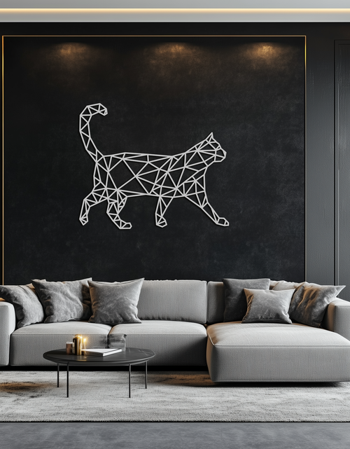 Load image into Gallery viewer, Geometric Cat Metal Wall Art - Modern Feline-Inspired Decor - KAF116

