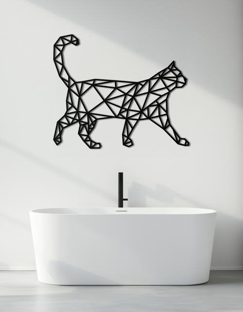 Load image into Gallery viewer, Geometric Cat Metal Wall Art - Modern Feline-Inspired Decor - KAF116
