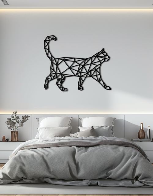 Load image into Gallery viewer, Geometric Cat Metal Wall Art - Modern Feline-Inspired Decor - KAF116
