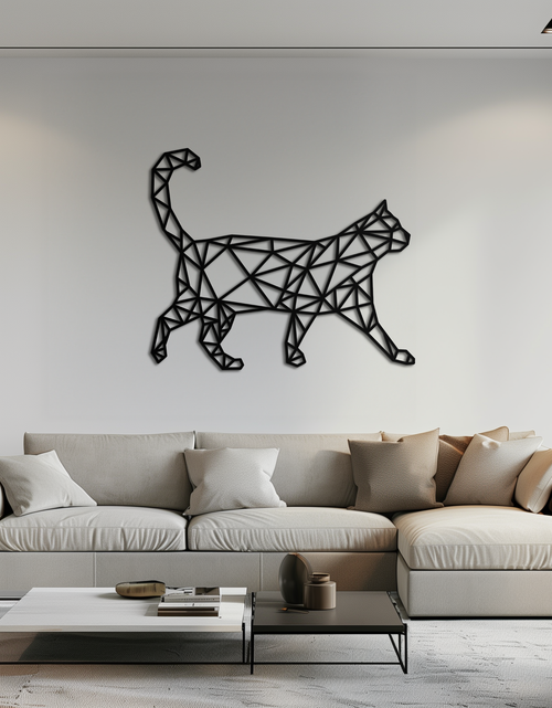 Load image into Gallery viewer, Geometric Cat Metal Wall Art - Modern Feline-Inspired Decor - KAF116
