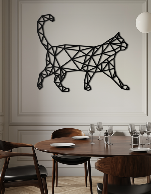 Load image into Gallery viewer, Geometric Cat Metal Wall Art - Modern Feline-Inspired Decor - KAF116
