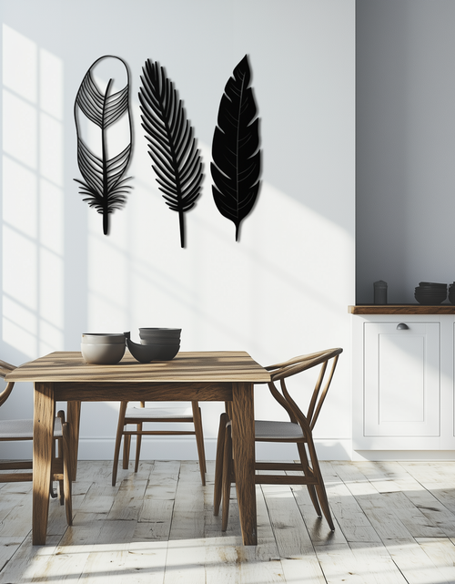 Load image into Gallery viewer, Geometric Feather Metal Wall Art - Modern Boho Steel Decor - KAF117
