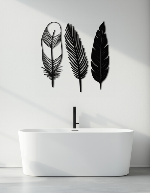 Load image into Gallery viewer, Geometric Feather Metal Wall Art - Modern Boho Steel Decor - KAF117
