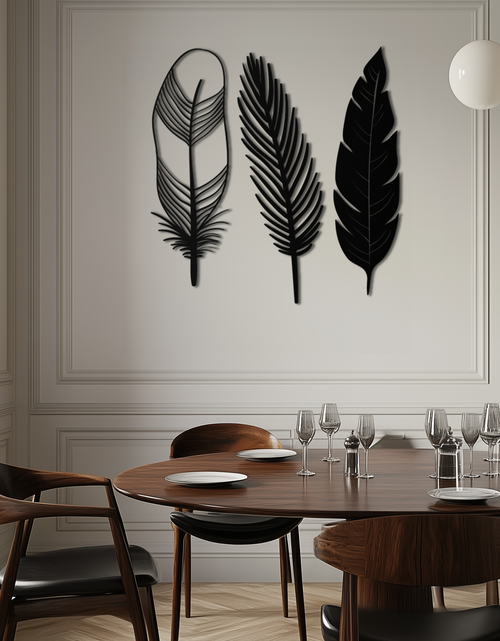 Load image into Gallery viewer, Geometric Feather Metal Wall Art - Modern Boho Steel Decor - KAF117
